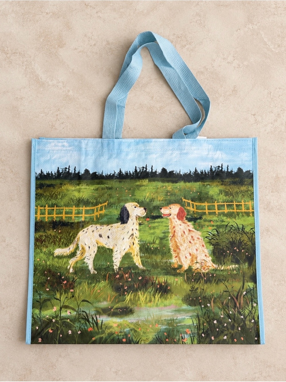 Setter dog print reusable tote bag